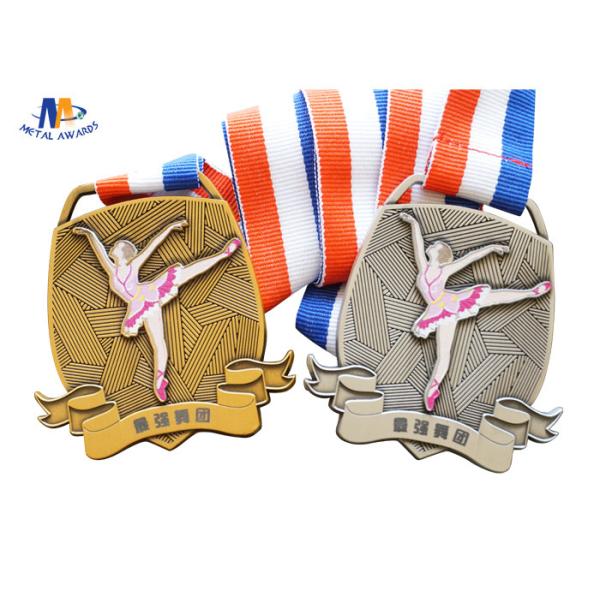 Zinc Alloy Metal Awards Dancing Stock Medals Antique Gold Plating Soft Enamel