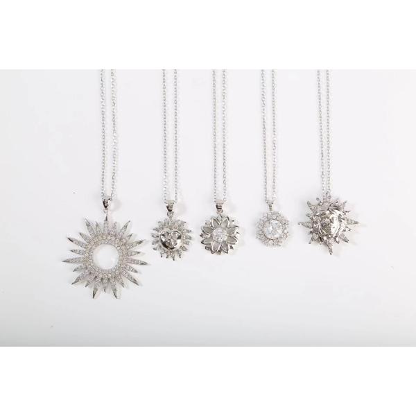 Liso 18K de oro de corte de la princesa collar de diamante clásico brillante acabado 925 plata colgante de piedra preciosa