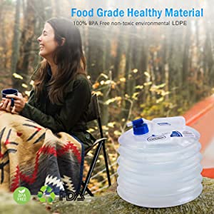Portable Water Storage Jug, Water Carrier, Foldable Canteen, Outdoors BBQ Camping Hiking