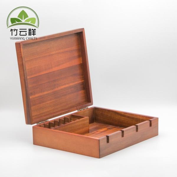 Impresión roja de acacia de madera Kit de herramientas DIY de propietario de la caja de herramientas organizador regalo para el Día del Padre decoración personalizada del hogar