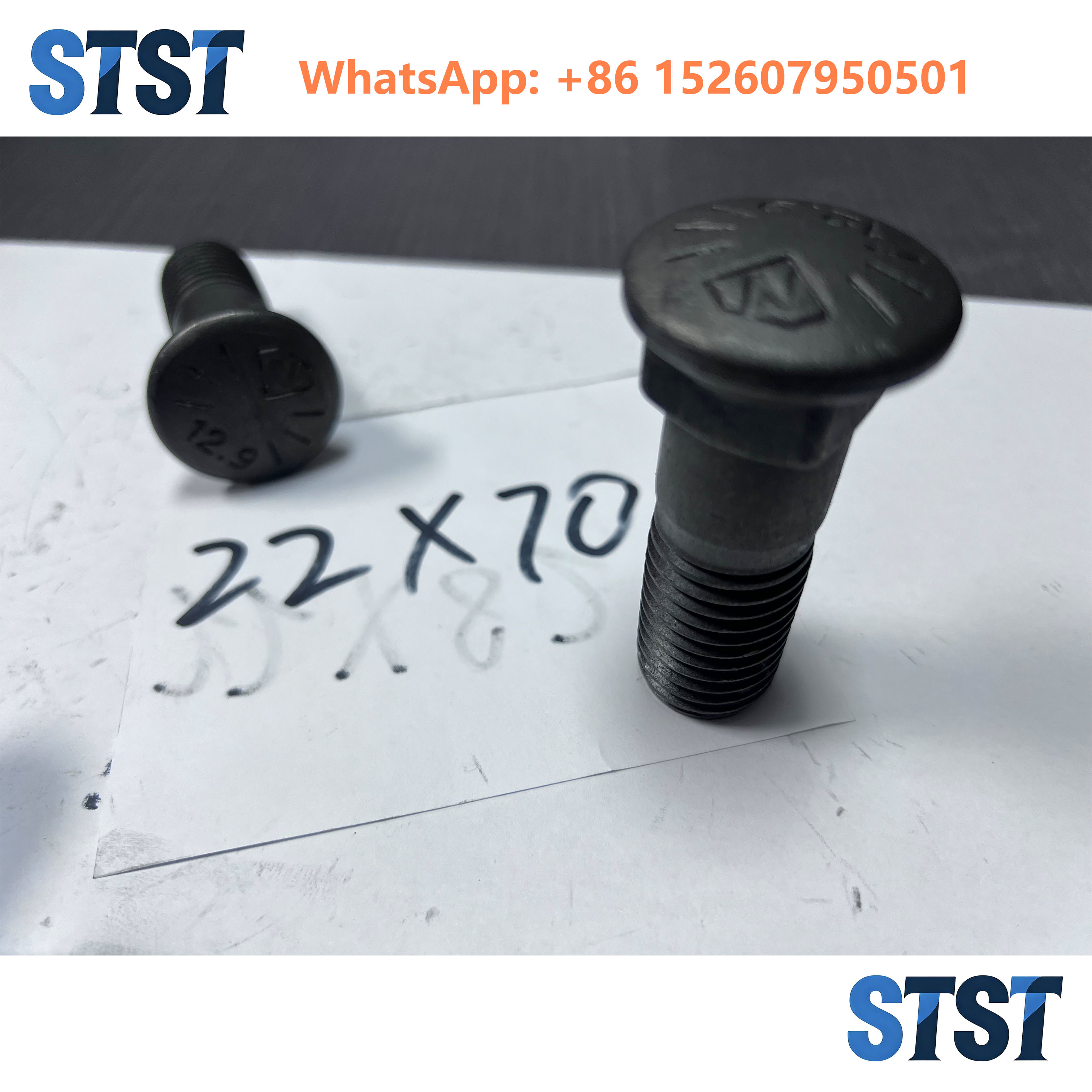 High Wear Resistant M22×70 Track Fasteners For Excavator Or Bulldozer Track Link Assy