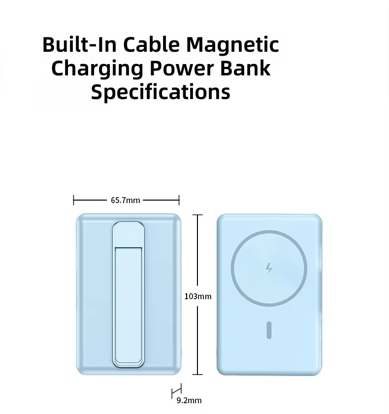 Ultra Thin Magnetic Wireless 10000mAh Power Bank with Holder Hanging Rope Compact Mobile Power Bank Fast Charging