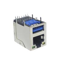 PBT noir 3.0 connecteur USB PCB de type A Femme avec RJ45 empilé