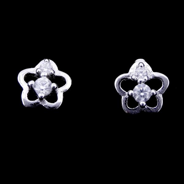 Heart Shape Silver Cubic Zirconia Earrings Plated Simple Rhodium Jewelry For Women