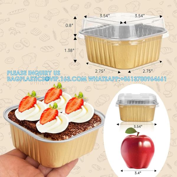 5oz Aluminum Foil Mini Cake Pans With Lids,Disposable Ramekins Cake Pans,150ml Dessert Cups Cupcake Pans
