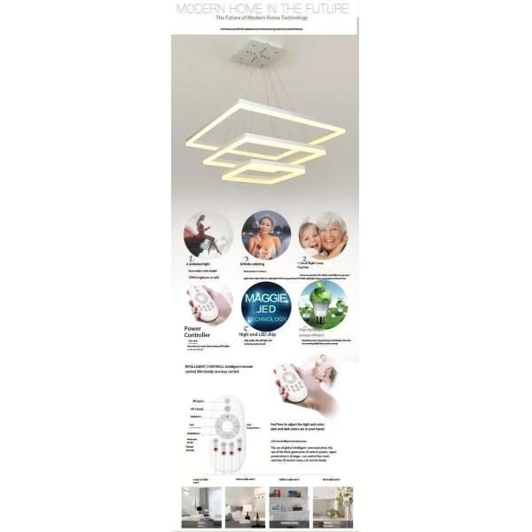 Three Story Square Modern Minimalist Style Dining Room Chandelier Personality Creative Square Family Atmosphere Living Room Light Adjustable Master Bedroom Study Light