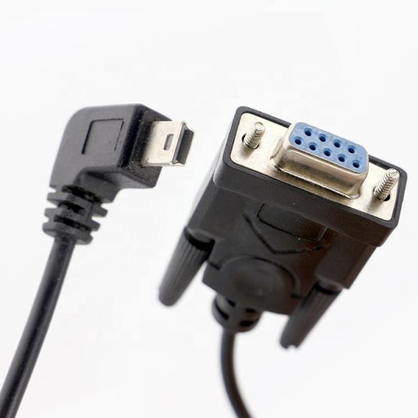 CUSTOM 90 Degree Right Angle Mini B USB to Female DB9 RS232 Serial Cable