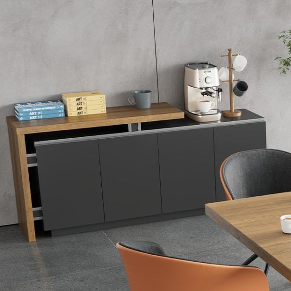 Industrial Design Style Rectangular Tea Table With Side Cabinet Doors for