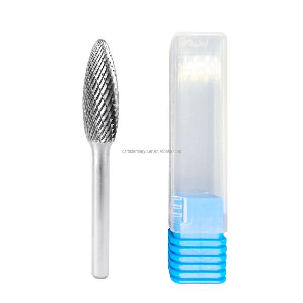 Free Sample Rotari Power Tool Parts 6mm Tree Shape Double Cut End Grinding Die Grinder Bits Tungsten Rotary File Carbide Burr