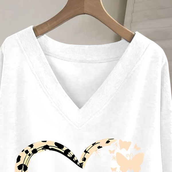 Women's Solid Color Relaxed Fit V-neck Hoodie Sweatshirt with Long Sleeve and Front Kangaroo Pocket
