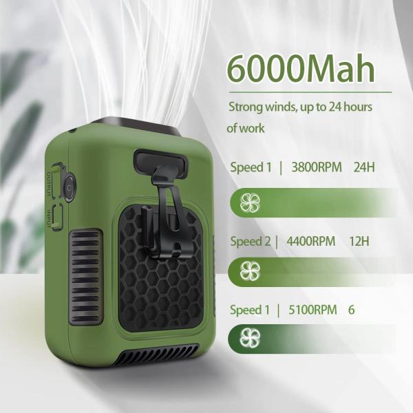 Socool Fan 6000mAh Manténgase fresco en movimiento con nuestro ventilador recargable en Verde Naranja Gris Tipo-c Fuente de energía