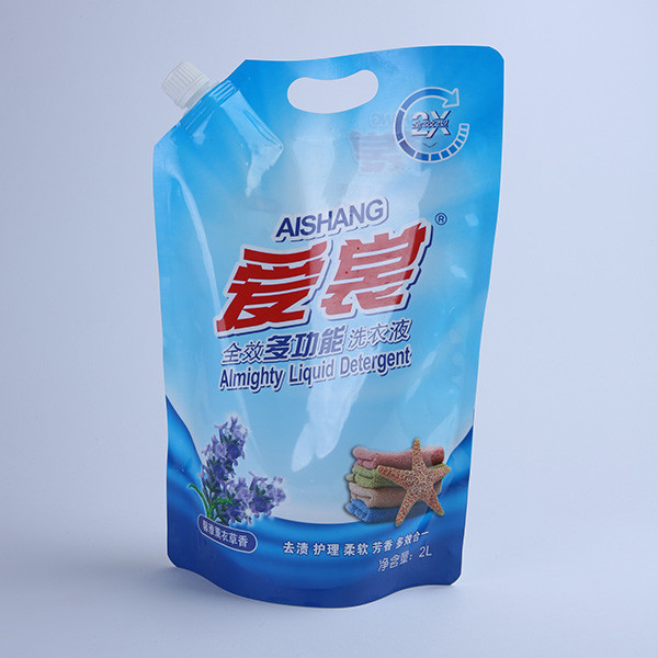 Refillable Liquid Pouches Aluminium 60mic Spout Pouch Packaging For Washing Powder