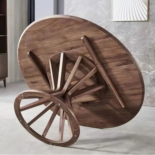 5 Star Hotel Restaurant High Quality Solid Wood Round Dinning Table 6-Seat