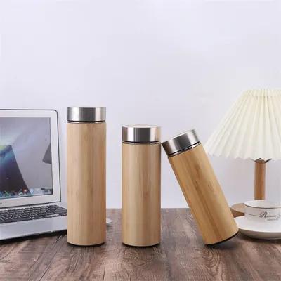 Termoso de bambú de primera calidad con infusor de té para té suelto 12 oz - Conjunto de regalos de té - Botella de agua aislada / tumbler de café helado - Regalos únicos para mujeres, regalos