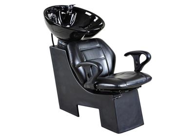 Black Fiberglass Hair Salon Shampoo Chairs With Stainless Steel Tap And  Drain