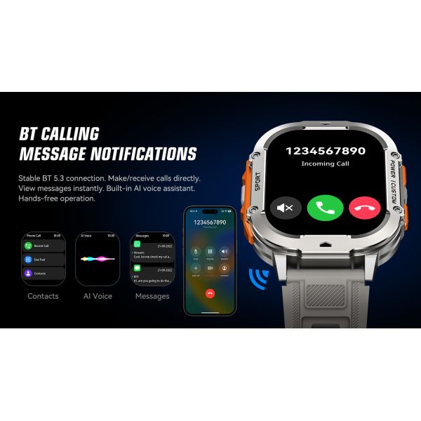 2026 New Smart Watch Men IP68 3ATM Outdoor Sports Fitness Tracker X7 Smartwatch