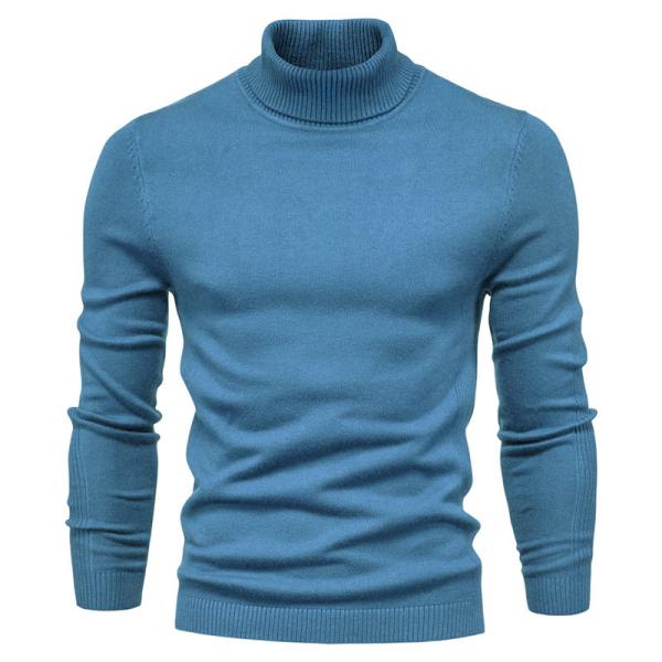 Solid Color Viscose/Cotton Pullover Sweater Slim Fit Turtleneck for Men's Casual Wear
