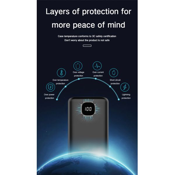 Durable  Fast Charging with Built-in Cables  Power bank High Capacity  with LED Display
