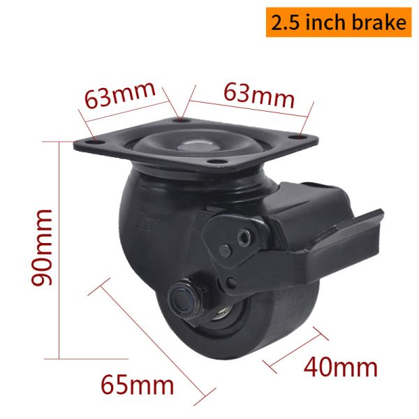 EDL Equipment Casters 2.5Inch PA Wheels With E-coated bracket Brake M4325-16P 450Kg Road
