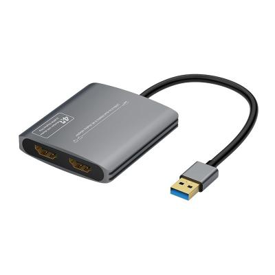 Adaptateur USB 3.0 vers double HDMI pour 2 moniteurs, port HDMI à vidéo 4K 60Hz, support Mac OS