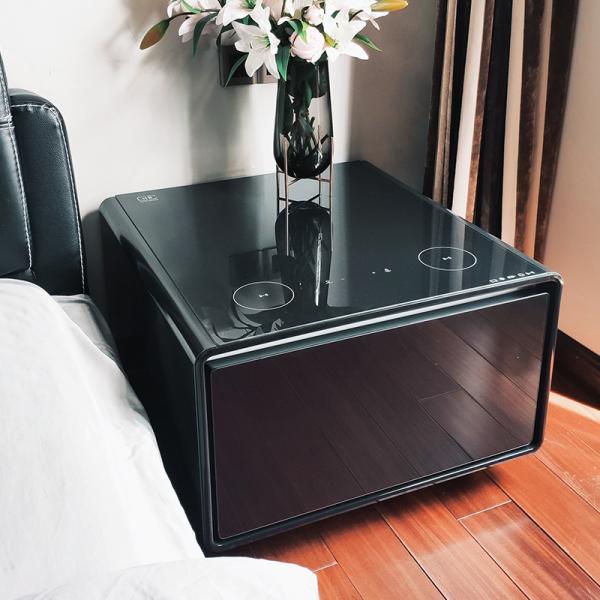 Wireless Charging Tabletop Refrigerator for Makeup and Beauty Essentials in Black