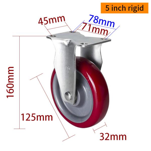 EDL à charge moyenne 5 pouces 150 kg Plaque TPU Caster par type rigide, pivotant et frein