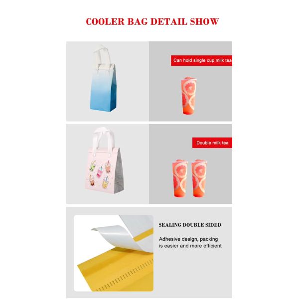 Custom Food Coffee Delivery Packaging Non-Woven Disposable Self-Adhesive Portable Takeaway Bag