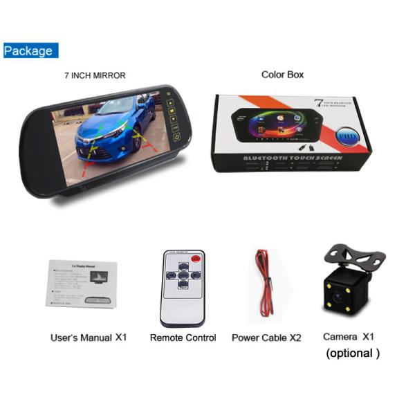 7 Inch HD 12V/24V Car Rearview Mirror Monitor with Anti-glaring Glass/ reversing camera