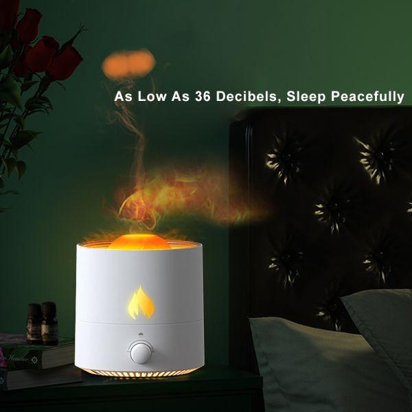 Custom Logo Flame Pattern Aroma Diffuser Ultrasonic Cool Mist Humidifier Air Purifier