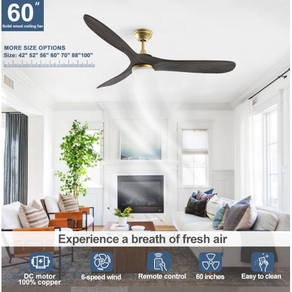 Material do corpo da lâmpada Metal 60 polegadas poderoso ventilador de teto LED de alto fluxo de ar para sala de estar