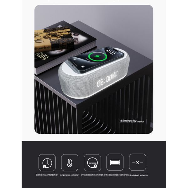 6 In 1 Wireless Phone Charger Bedside Wireless Charging Stand With Desk RGB Night Lamp