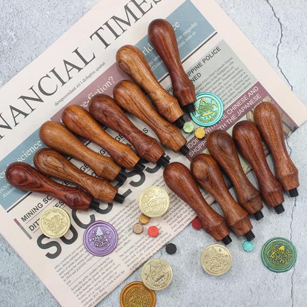 Kit de sellos con sello de cera de madera Sellado de cera, sobres calientes, lápices metálicas para sellos de cera, artesanía, decoración