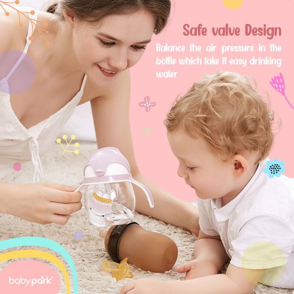 Biberon d'entraînement pour bébé sans BPA de 300 ml, tasse à bec pour enfants avec paille, tasse à bec en PPSU pour tout-petits avec motif de dessin animé