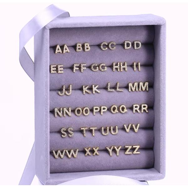 Des boucles d'oreilles en argent de la mode en argent sterling A-z Alphabets 18k or plaqué 925 Boucles d'oreilles en argent