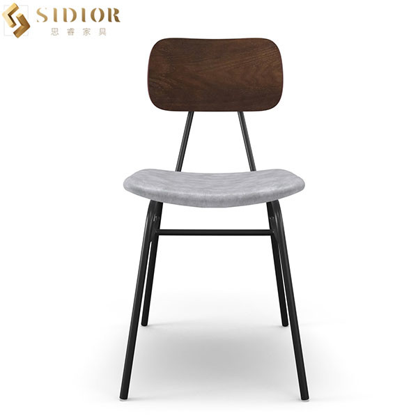 80cm Blue Faux Leather Dining Chairs With Metal Legs