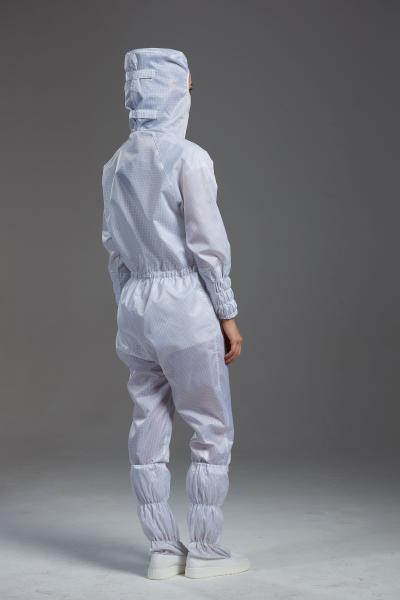 Antistatic ESD  Autoclave side open hooded Coverall white color with mask for class 100 cleanroom