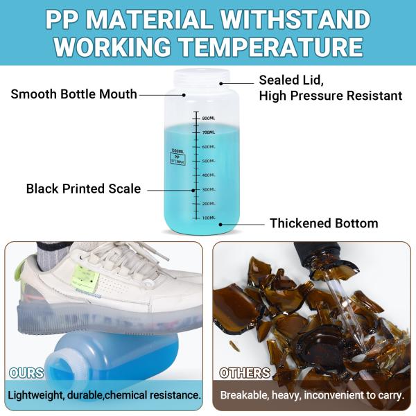 Food Grade PP Plastic Bottle With Scale Line Wide Neck Liquid Container for Chemical