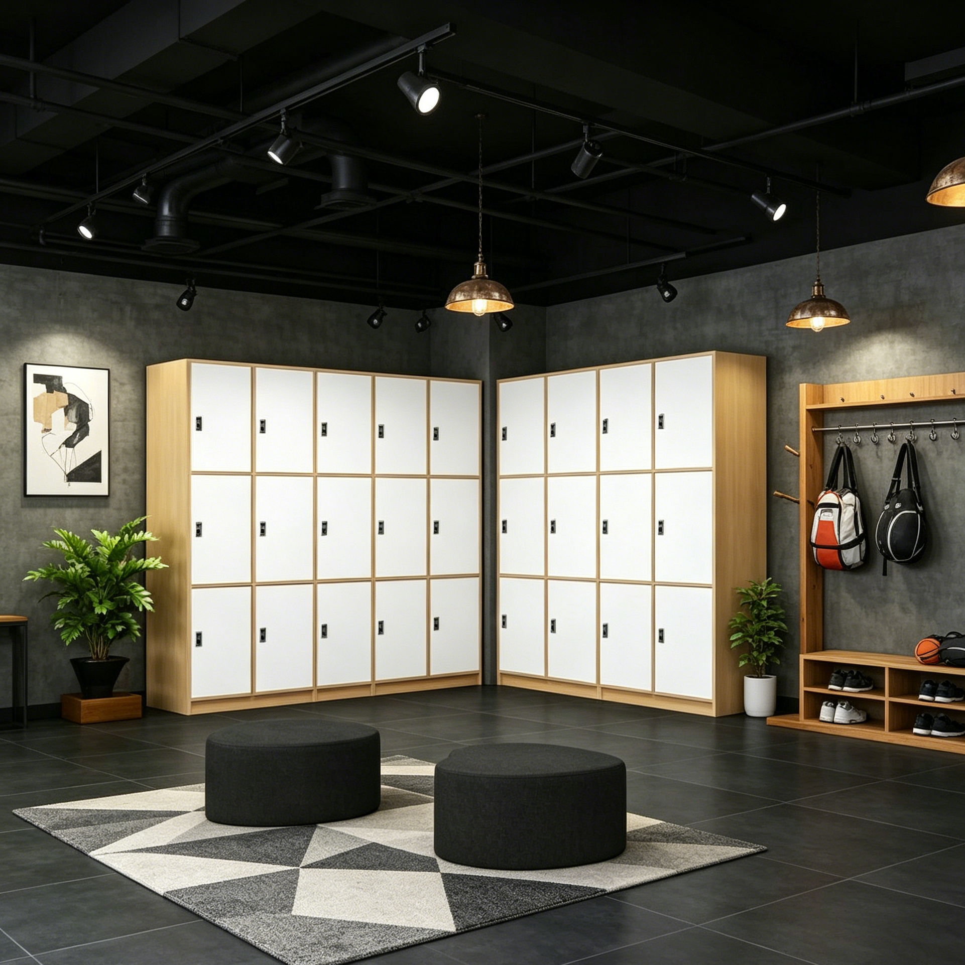 Light Wood HPL Locker Scratch Resistant Commercial Storage Lockers Waterproof