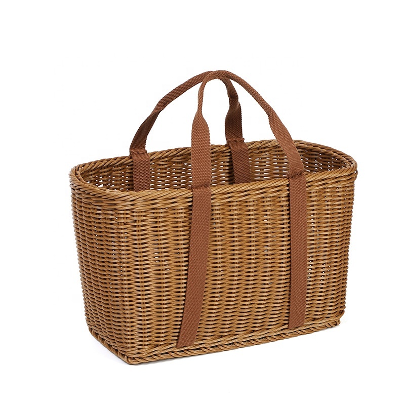 Competitive Price High Quality Large Rectangle Handmade Flower Basket Rattan
