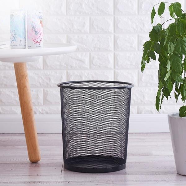 Large Home Office Kitchen Bathroom Waste Bin Barbed Wire Uncovered Paper Basket Metal Iron Trash Can