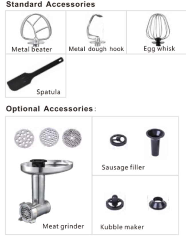 5L 10-Speed Stand Mixer with 1000W Motor Stainless Steel Bowl