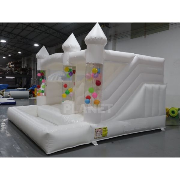 Luxury White Inflatable Combo Bounce House Slide for Backyard