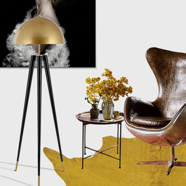 Designer Creative office LED floor lamp simple metal villa living room  replica lamp designer tripod lighting（WH-MFL-44)