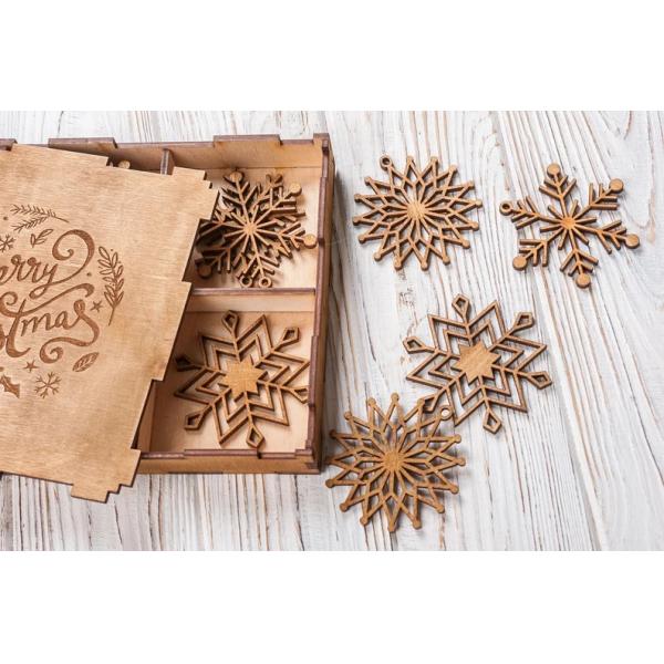 Personalized christmas ornaments Wooden snowflakes Set of 16 snowlakes Snowflake ornament