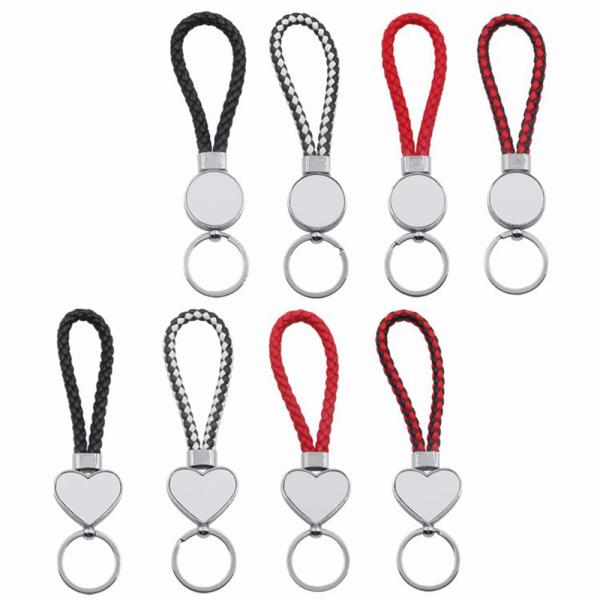 Des porte-clés de sublimation en blanc pour voiture avec des cordes tissées à la main Sublimation Cadeaux personnalisés pour l'impression de photos