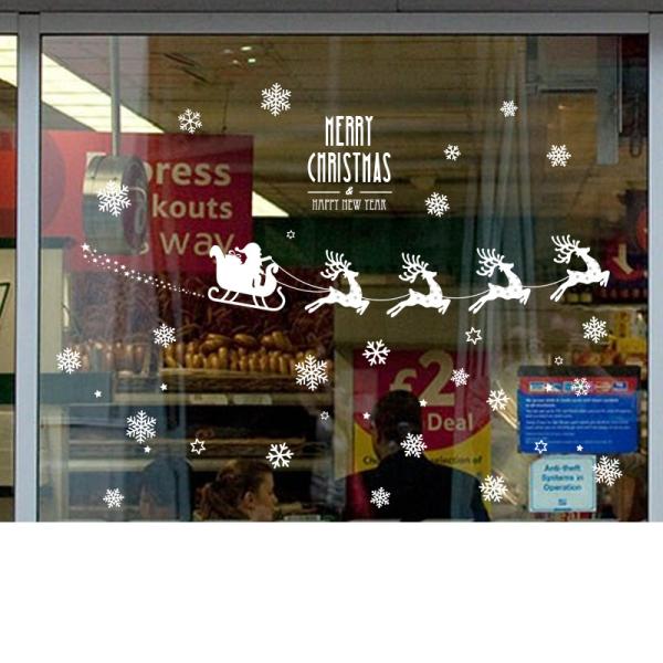 PVC 3D Merry Christmas Wall Stickers Snowflake Transferable Glue Customized Design