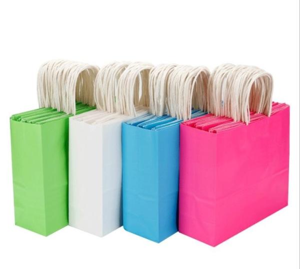 Kraft Recyclable Paper Grocery Bags Takeaway Paper Bag With Twisted Handle