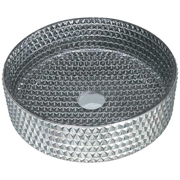Chromed Finish Crystal Sink Bowl Elegant Bathroom Vanity Countertop Sink