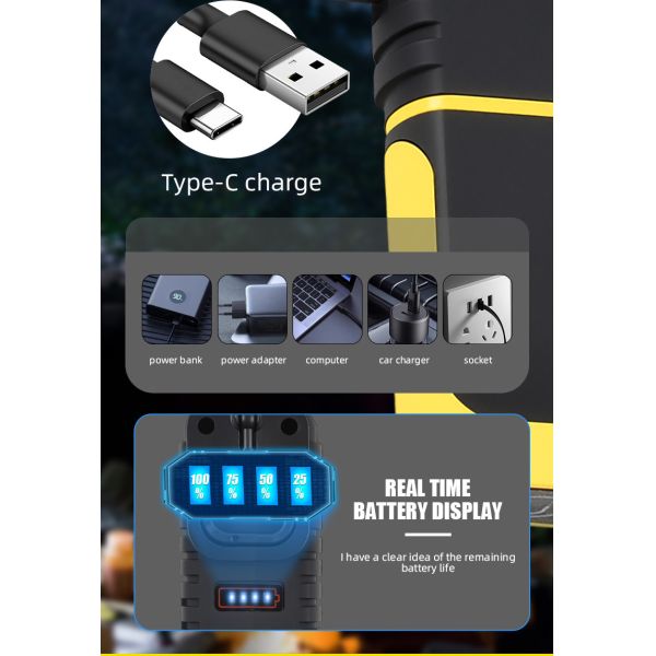 Rotatable LED Flashlight with Magnet Charging Car Repair Inspection Lamp Flashlight Work Lamp Auto Repair Maintenance Lamp