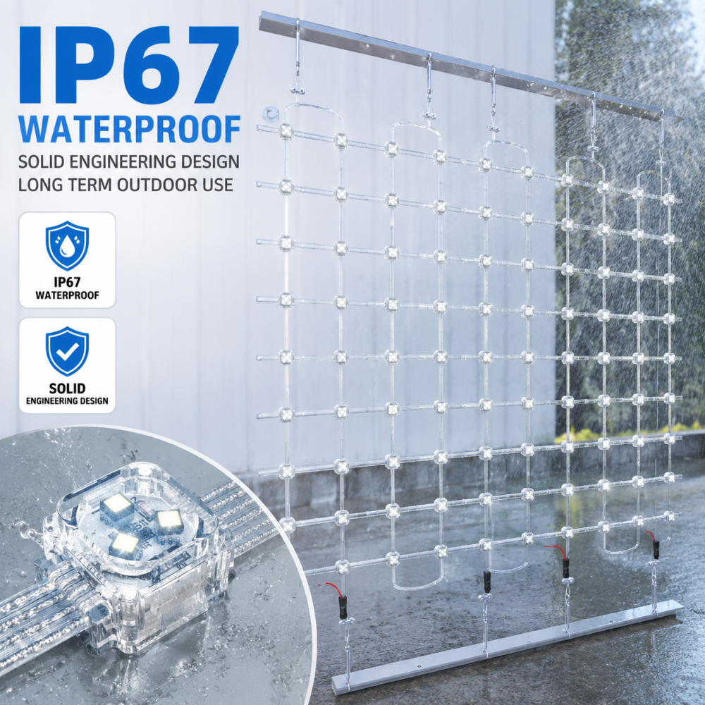 Square 3 LED Flexible Grid Screen Series IP67 High Brightness Facade LED Mesh Light